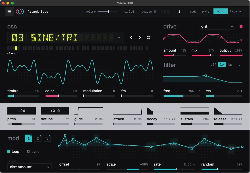 Macro OSC's interface