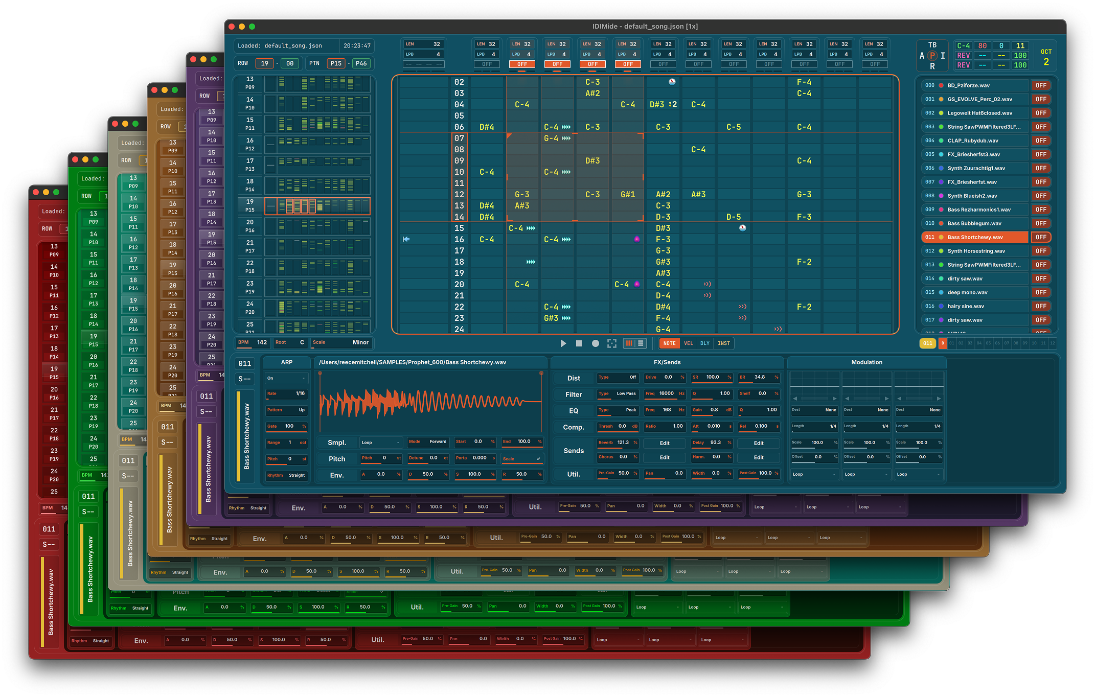 Lodo interface shown with different colour themes